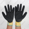 Flower color polyester shell half coated crinkle latex garden work gloves