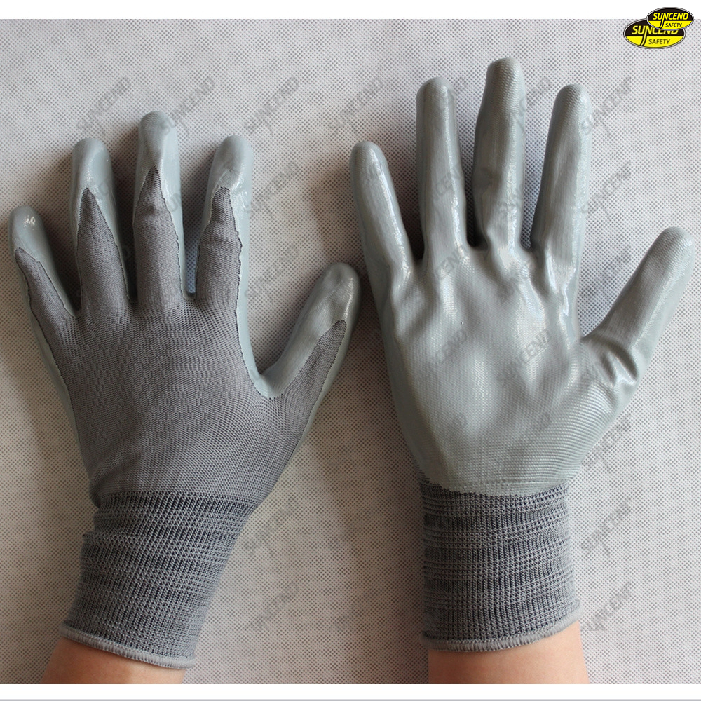 13G polyester liner nitrile coated labor protection gloves