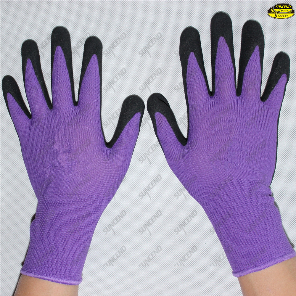 Sandy nitrile coated safety hand protective gloves