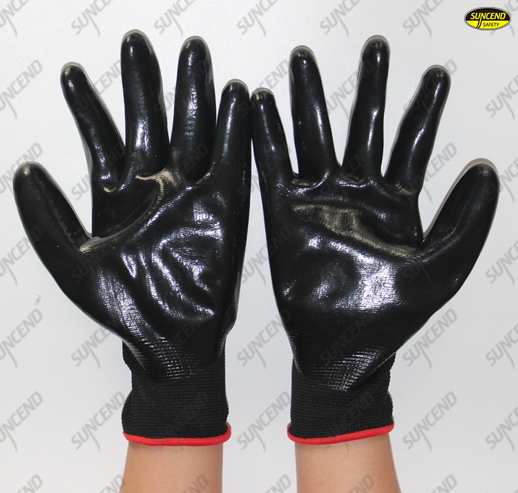 Black Nitrile coated nylon gloves