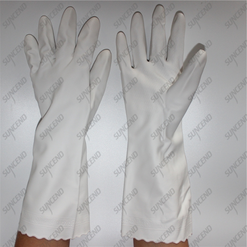 White special texture PVC coating household kitchen gloves with spray lining