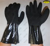Oil resistant blue PVC double dipped sandy finished working glove