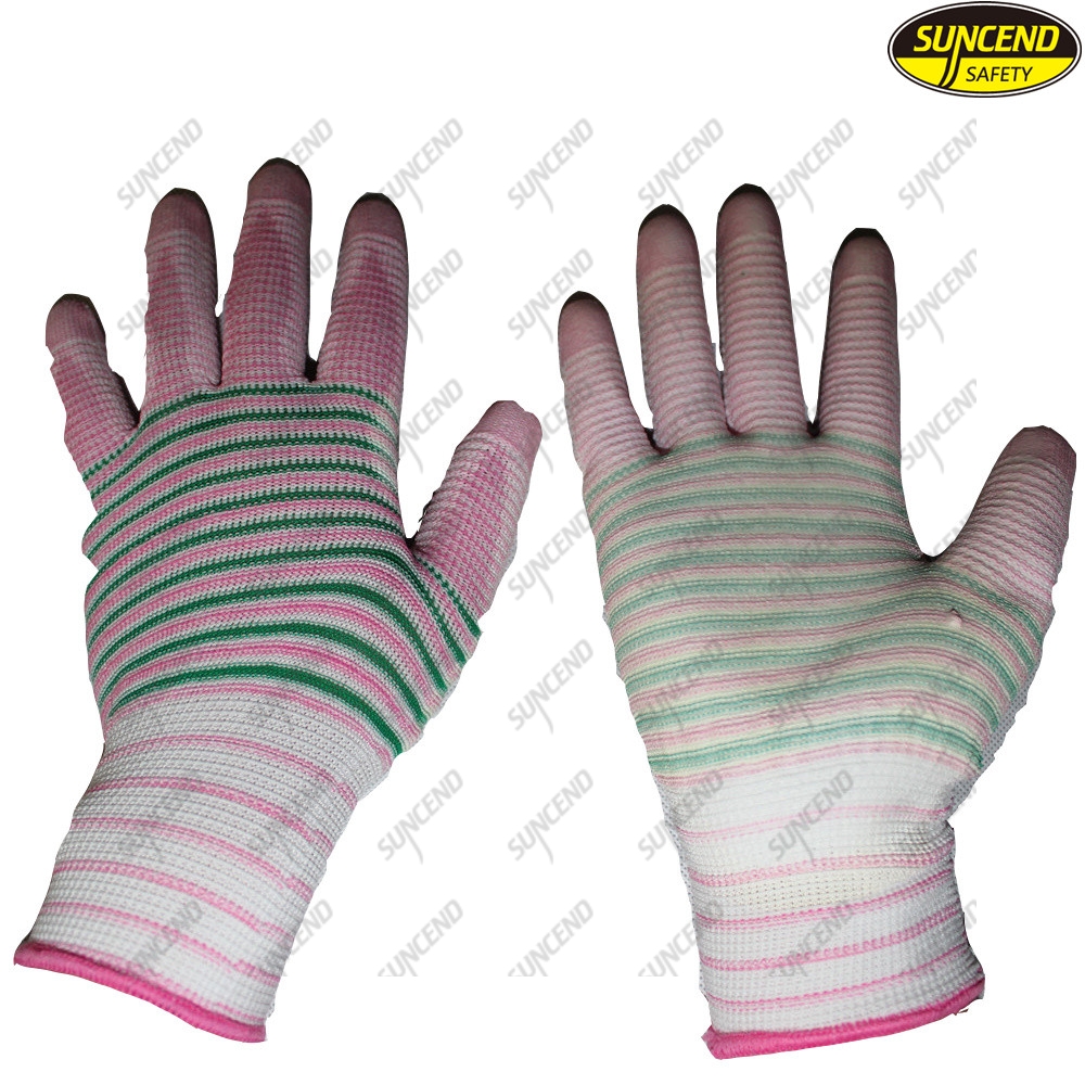 Flexible nylon knitted PU coated work gloves