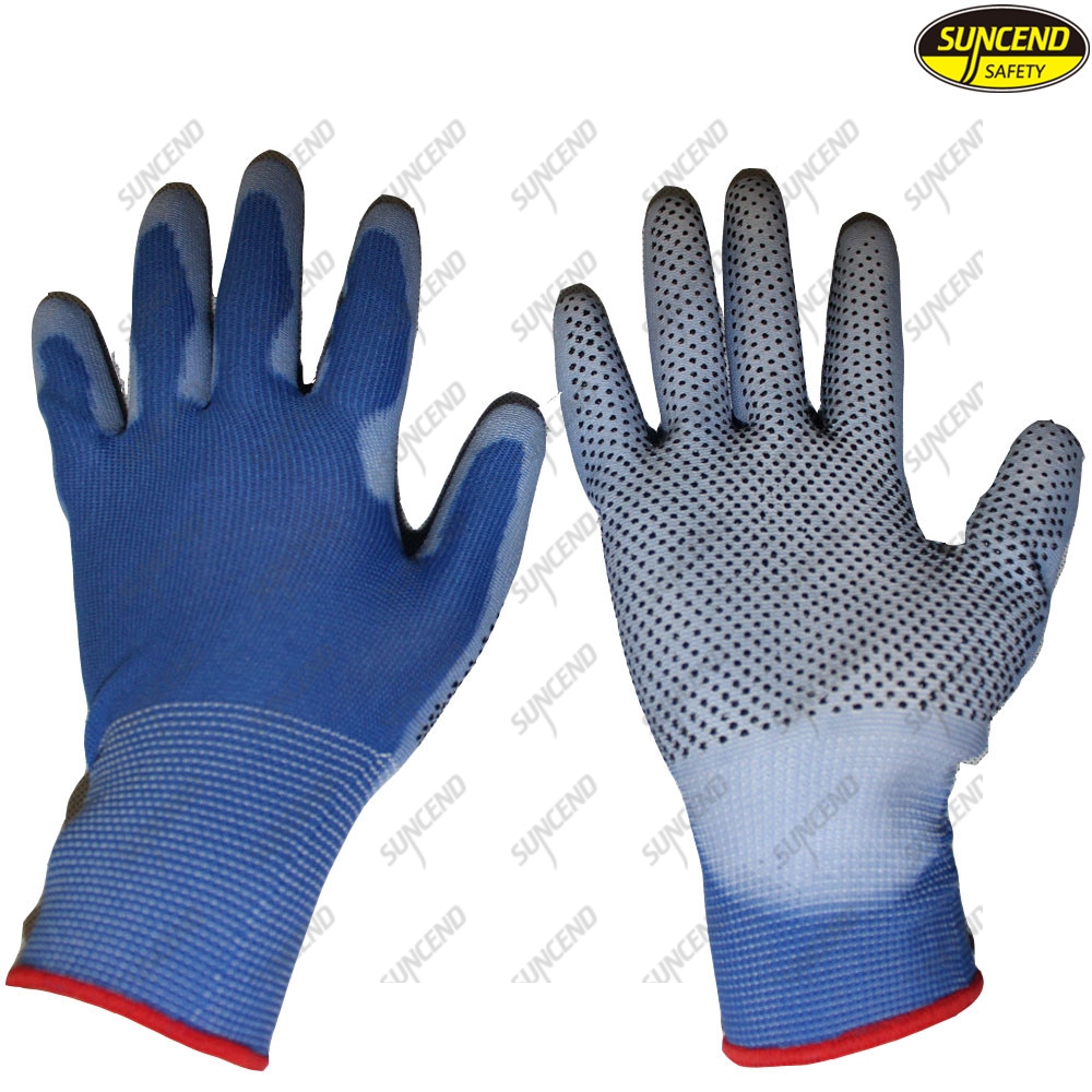 Cheap PVC Dotted PU Coated Industrial Cotton Gloves