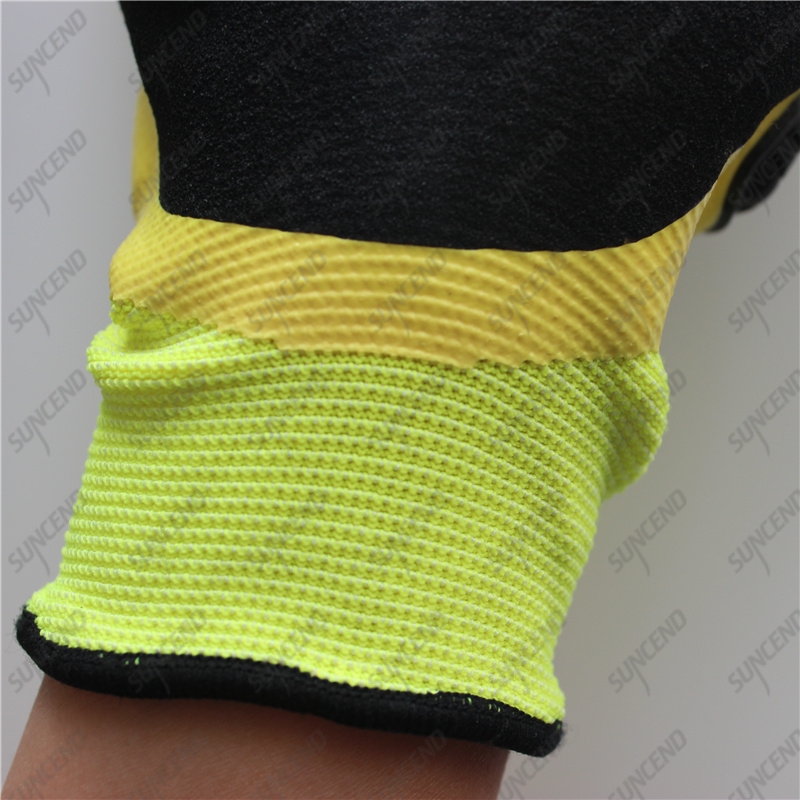 13 gauge polyester waterproof double coating sandy nitrile palm padded TPR glove