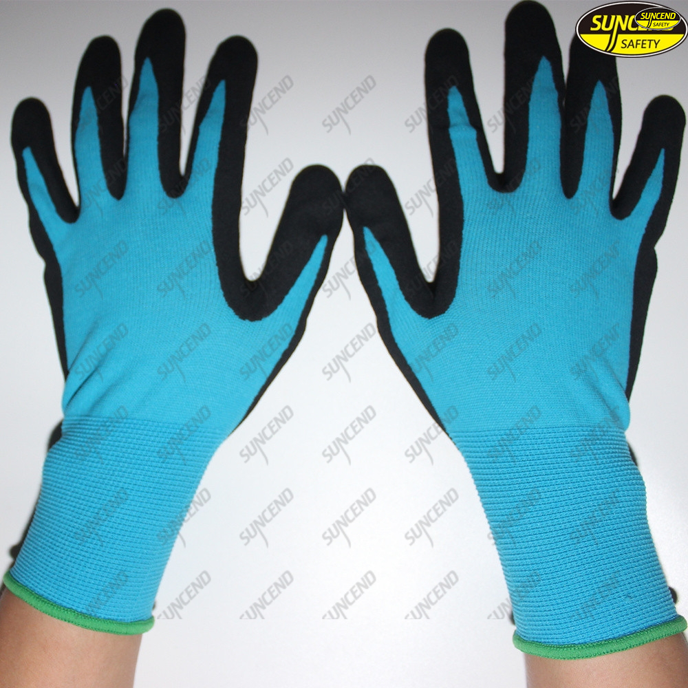 Black sandy nitrile industrial mechanical gloves