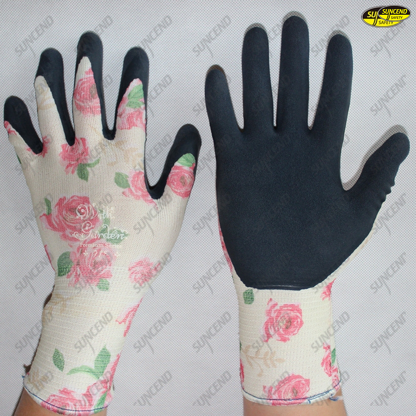 Micro foam nitrile coated gloves for construction