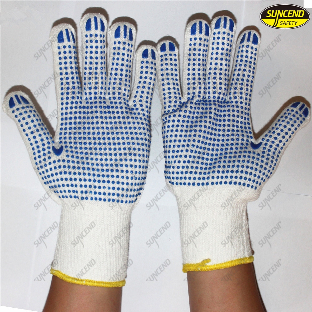 Protective equipment pvc dotted cotton safety hand gloves