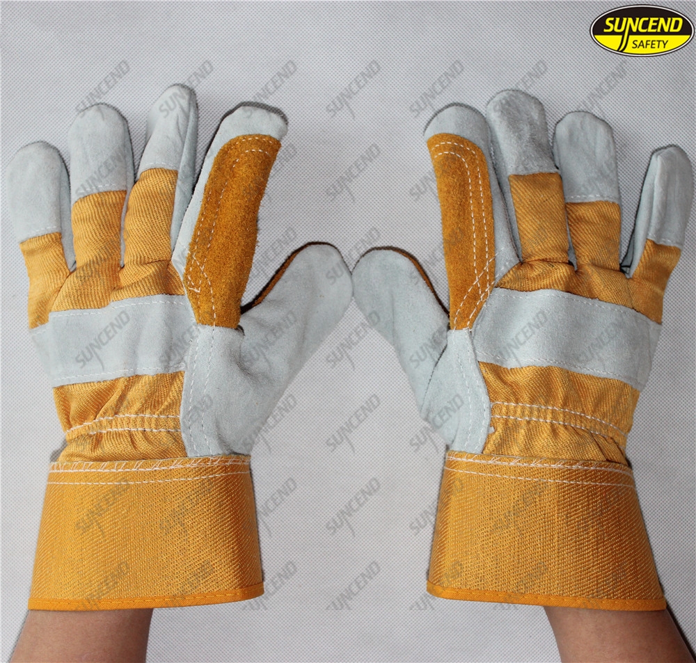 Industrial labor protection low price working cow leather gloves