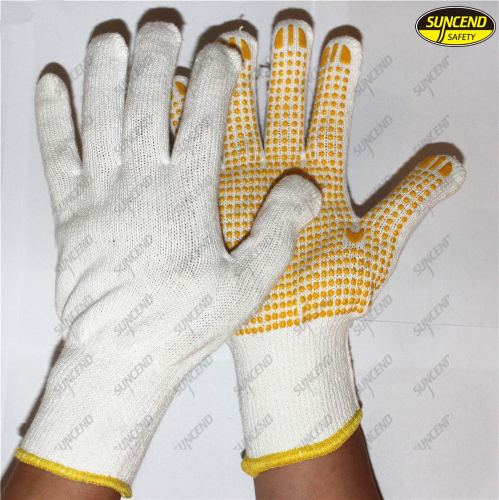 Safety pvc dotted cheap knitted cotton gloves