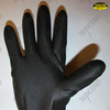 Black latex rubber industrial gloves with orange liner