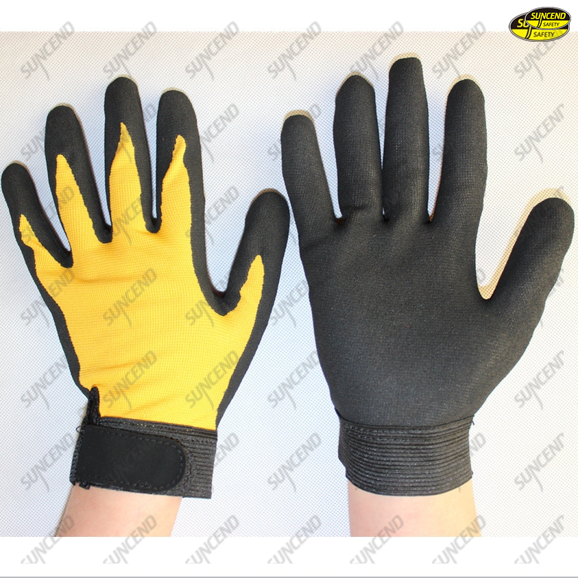 Cold resistant sandy nitrile coated winter gloves