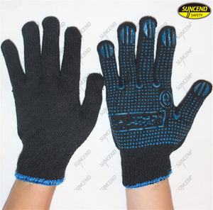 Single Side PVC Dotted Knitted Cotton Gloves