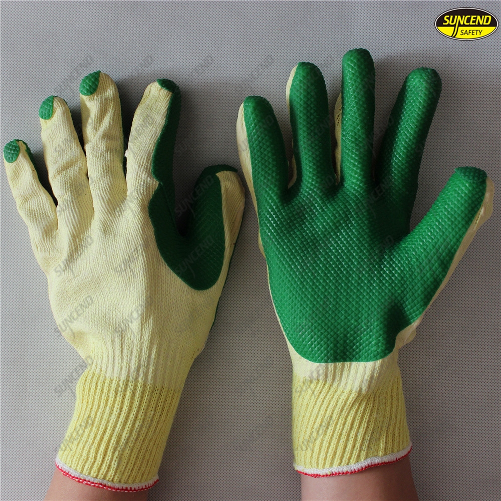Construction safety hand work grain rubber coated gloves