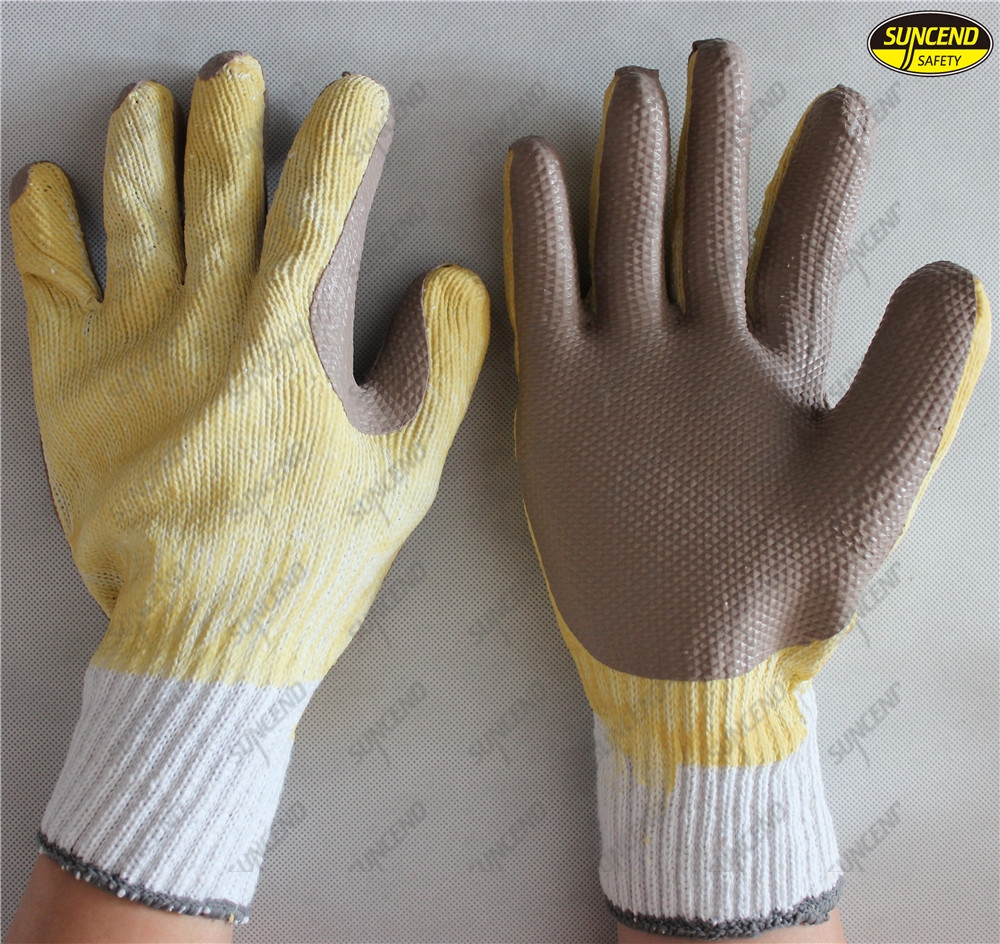10G polycotton liner smoke sheet rubber mechanic gloves