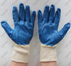 Double seam towelling smooth blue latex dipped work gloves