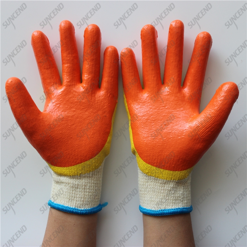 Bolivia 3/4 double coating orange yellow bicolor smooth latex gloves