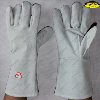 Manufacturer cow split leather long welding safety glove