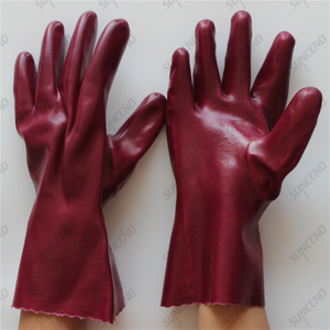 28cm interlock cotton open cuff smooth PVC full coated gloves