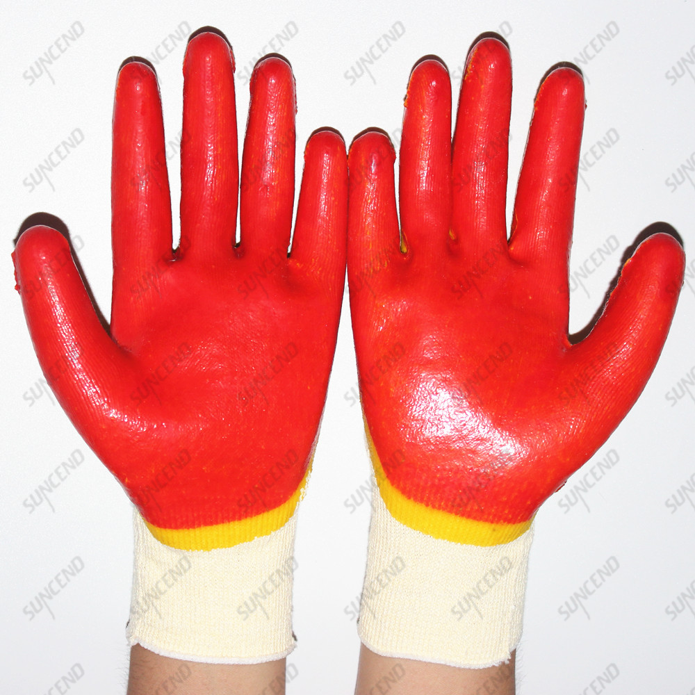 203 New Model Light Weight Double Latex 3/4 Coated 13 Gauge Cotton Seamless Knit Work Glove